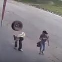 Watch a Runaway Tire Absolutely Destroy This Guy’s Head [VIDEO]